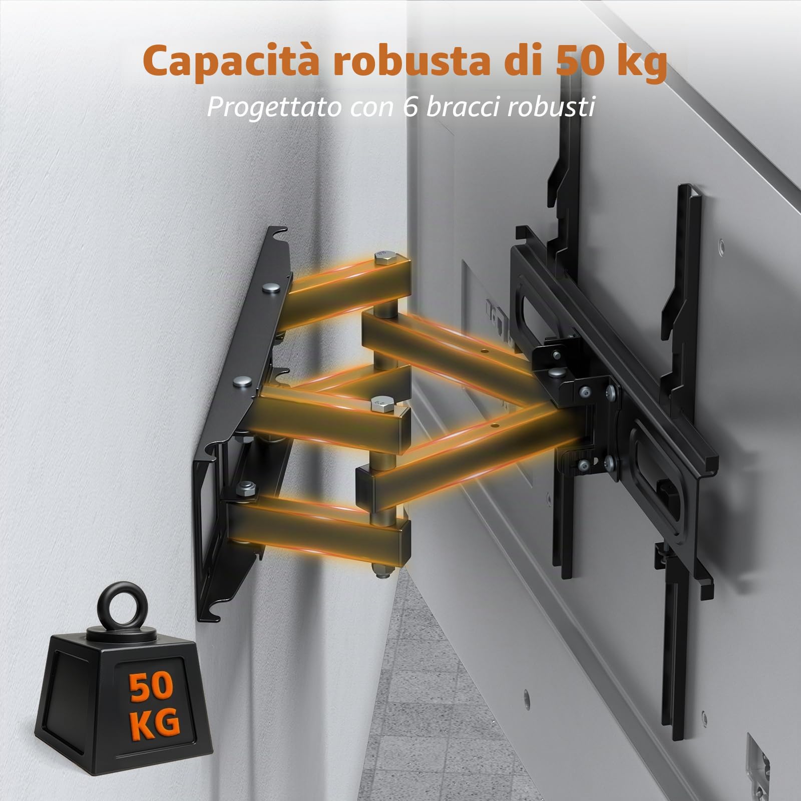 PUTORSEN Supporto TV Parete Girevole Inclinabile Staffa per Molti Televisori da 32-70 Pollici(81-178 cm), Fino a 50 kg, Max. VESA 400x400mm, con livella a bolla e 4 Fascette