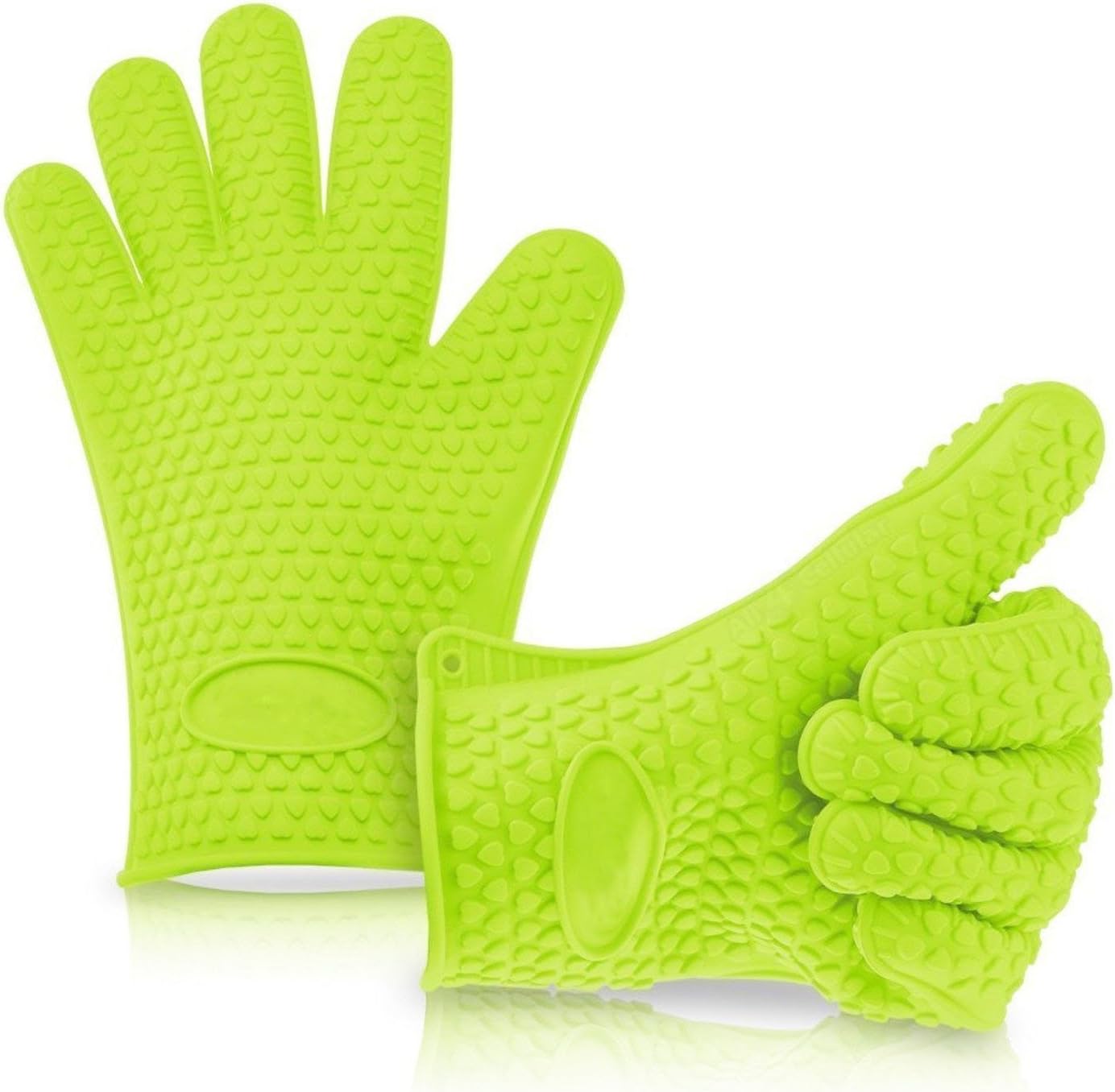 Buyku Heat Resistant Silicone Barbecue Oven Mitts 1 Pair - Best BBQ Cooking glove for Baking, Smoking & Potholder, Green