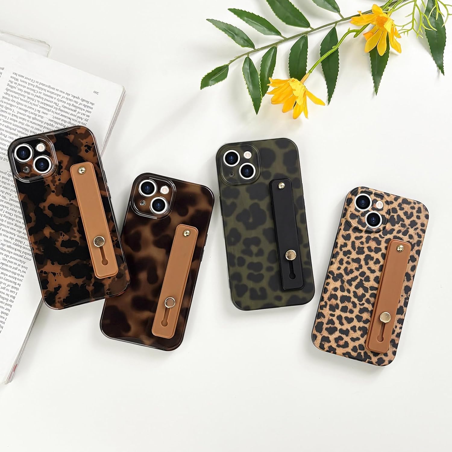 LAPOPNUT for iPhone 14 Case with Wrist Strap, Cheetah Leopard Tortoise Shell Print Shockproof Soft TPU Protective Case Women Girls, Slim Anti Scratch Cover for iPhone 14 6.1 Inch,Green - Image 6