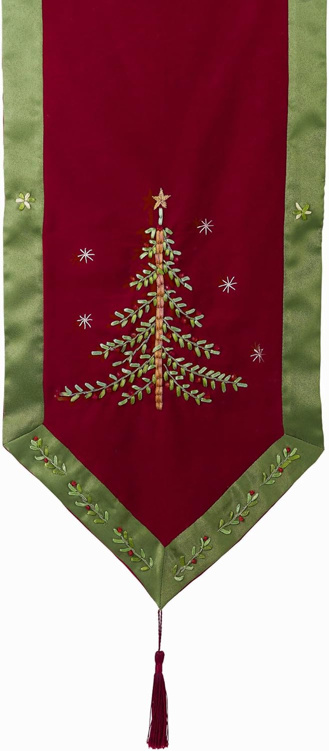 Grasslands Road Deck the Halls Tablerunner, 72Inch, Red Home & Kitchen