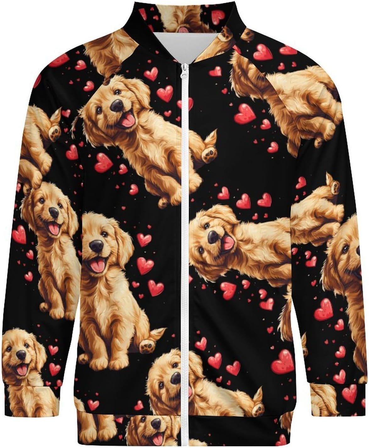 Love Dogs Labrador Retriever Men's Zip Up Sweatshirt Casual Sweater Jackets Long Sleeve Tops Lightweight Coat