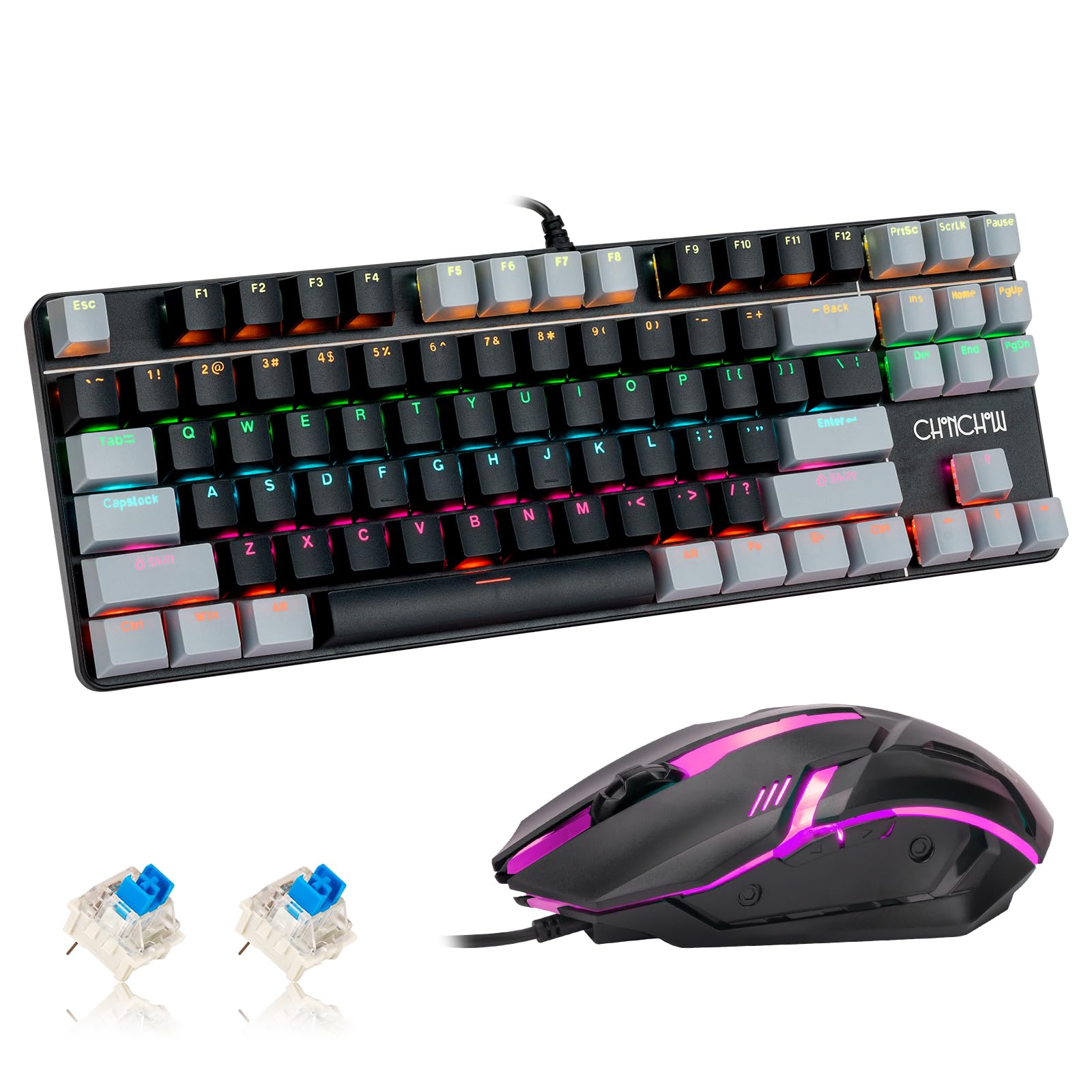 75% Mechanical Gaming Keyboard and Mouse, CHONCHOW TKL RGB Rainbow