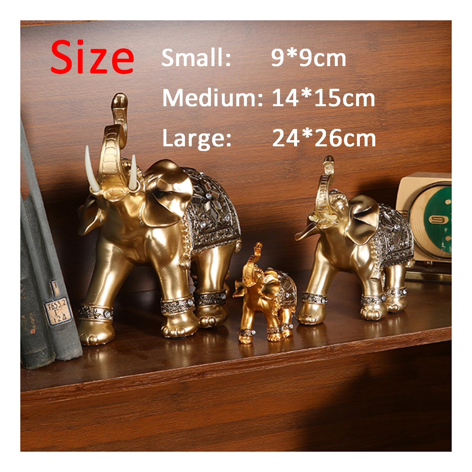 Esculturas estatuas par de decoración de Elefante, Escultura de Porcelana de Elefante, Estatua de decoración de Escultura Moderna, Dormitorio, Regalo, Juego de 2 Dorados