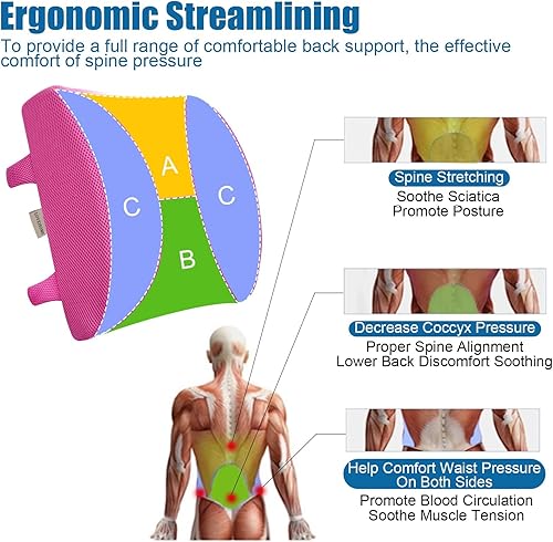 Vista 26 de Cojín lumbar de espuma viscoelástica LoveHome con funda de malla 3D, con diseño de firmeza equilibrada para reducir el dolor de espalda, ideal