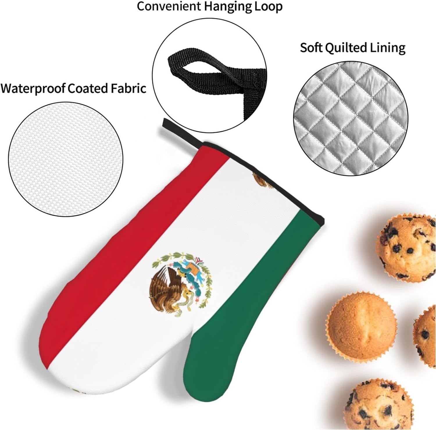 Flag of Mexico Prints Kitchen Covers: Waterproof Oven Layers for Safe Cooking & Easy Cleanup - 4 Piece Heat Protection Set