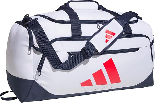 adidas Defender 5 Duffel Bag for Sports, Gym and Travel, White/Night Indigo/Pure Ruby Red, OSFA