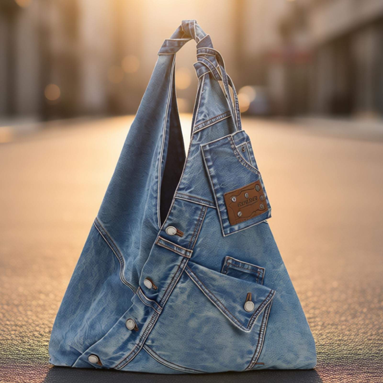 Hobos - Borsa a tracolla da donna, in denim, casual, con manico superiore, con tasche multiple