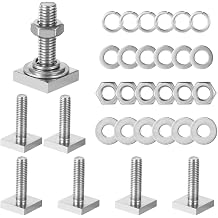 6 Pcs T Slot Bolts, M830 mm 1.18" Four Square Head T-Bolts, Stainless Steel T-Track Bolt Adapters with Washers & Nuts, Bolt Adapters for Kayak Bike Racks, Roof Rack Cross Bars