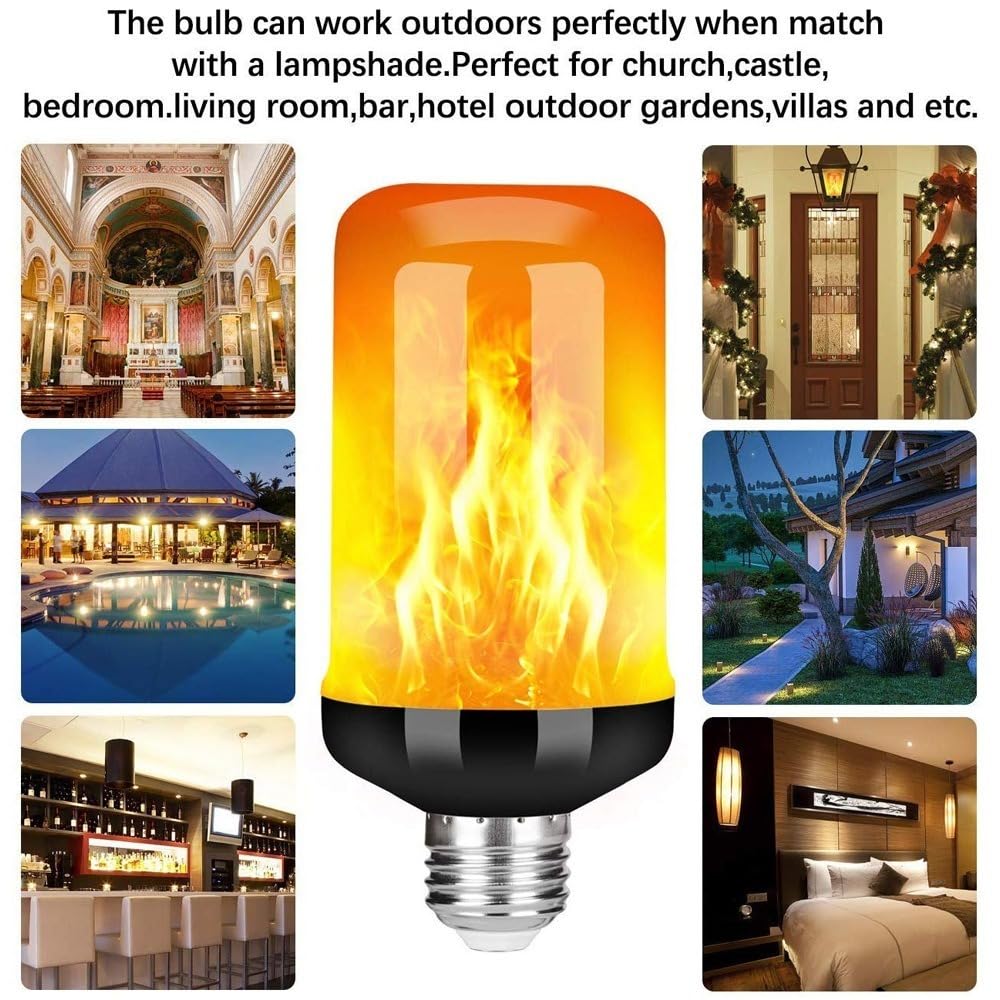 JZ LED Bombilla de llama,E27 Standard Base Flame Bulb,5W Flame Bulb Party Bulb Lights,Upside Down Effect,Energy Efficient Flaming Fire Lights for Indoor/Outdoor Use (8 PCS)