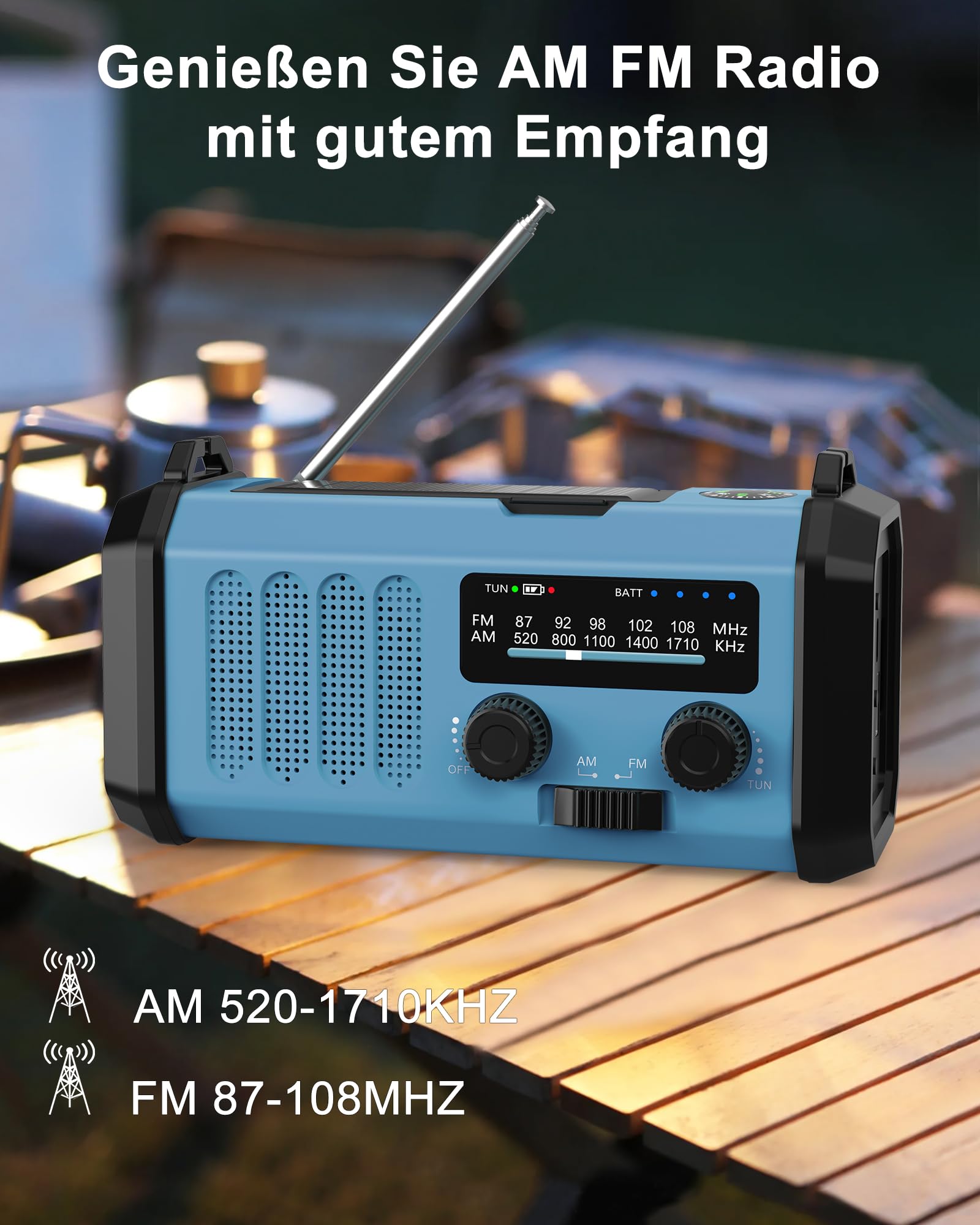 48100mWh Kurbelradio Notfall Radio, Solar Radio mit Weltempfänger, AM FM Radio Dynamo Notradio mit HandyLadegerät, Aufladbar Taschenlampe&Leseleucht, Kompass,SOS für Stromausfälle Ourdoor Camp Notfall