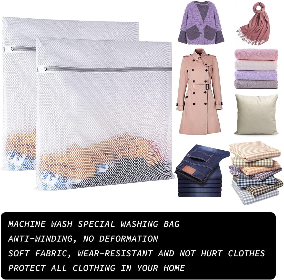 2 XX-Lar eyb Mesh Laundry Bag Delicates Durable for Washing
