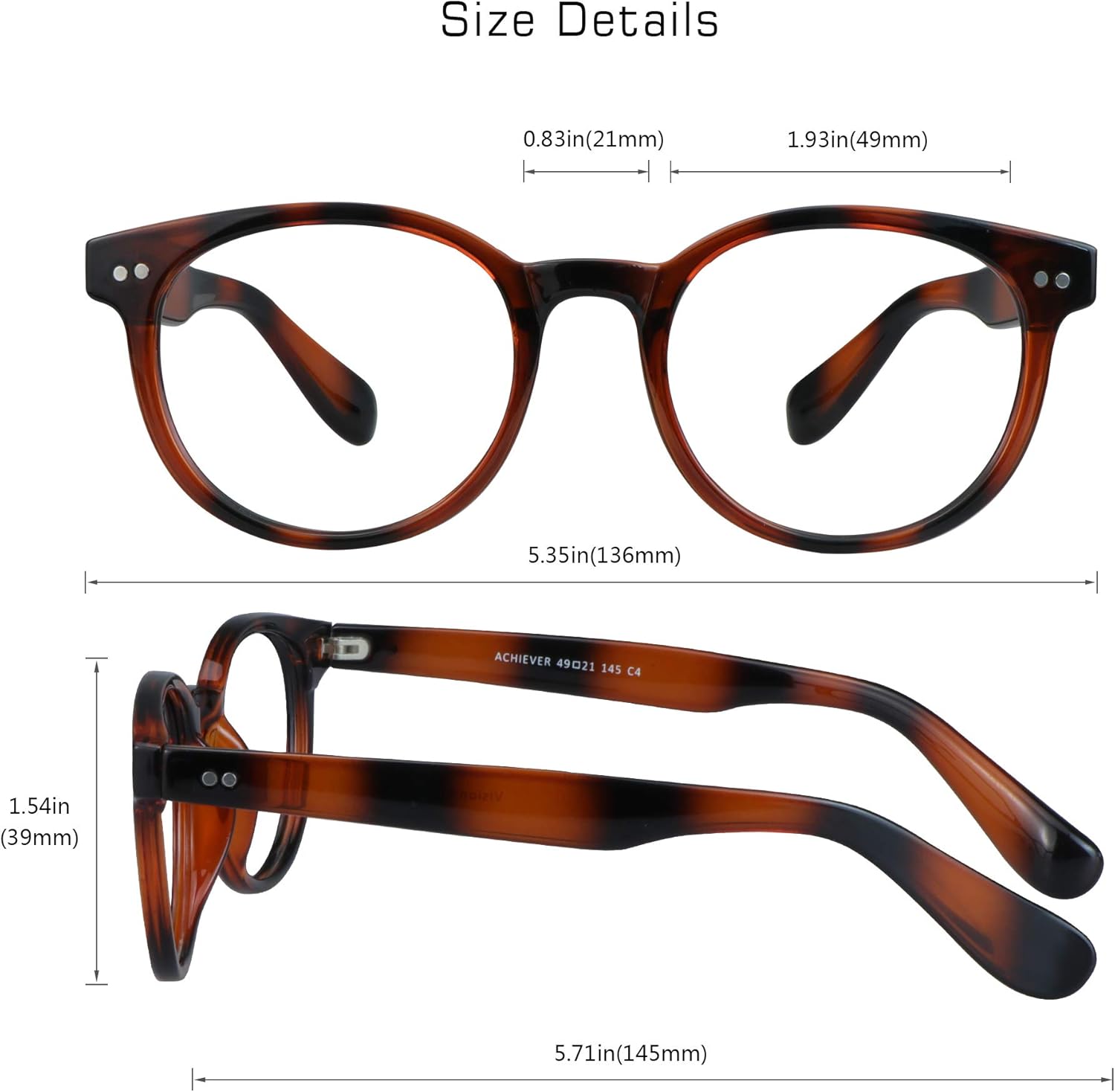 VisionGlobal Blue Light Blocking Glasses for Women/Men, Anti Eyestrain, Computer Reading, TV Glasses, Stylish Oval Frame, Anti Glare (Tortoise, 5.75 Magnification)