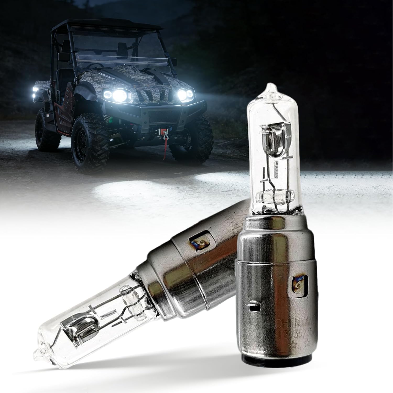 QYMOTO Halogen Bulb Compatible with Hisun UTV ATV 400 500 700 800,Axis 500,Massimo 500 700,Co-leman UT400 UT500,2Pack,12V 35W