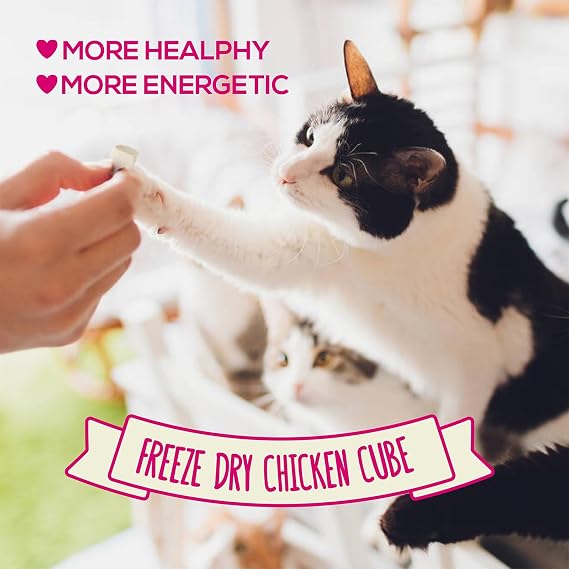 PACK’N PRIDE Freeze Dried Cat Treats, 8 Pack*30g:120g for Indoor Cats with Natural Chicken Breast Meat, Grain-Free, Low-fat Cat Snacks