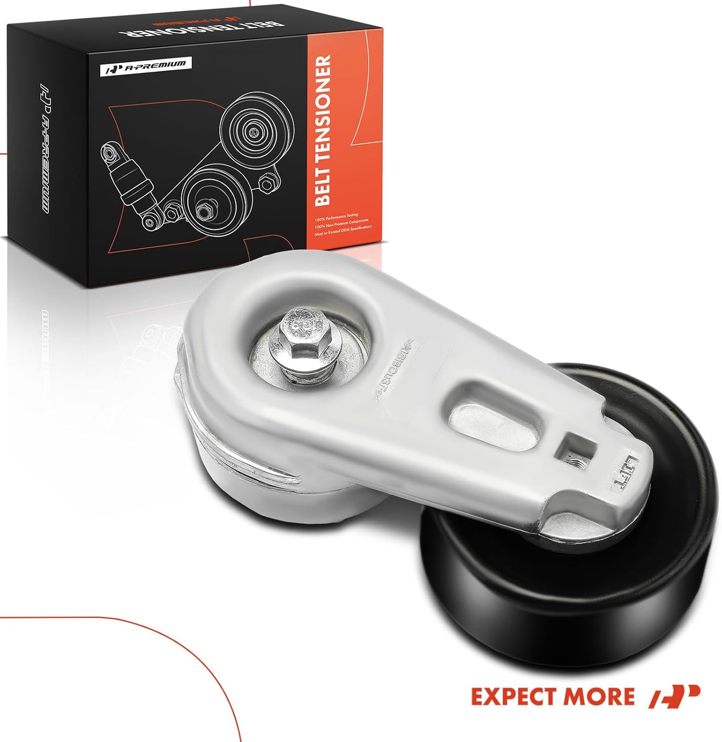 A-Premium Belt Tensioner Assembly with Pulley Compatible with Ford F-250 Super Duty/F-350 Super Duty/F-450 Super Duty/F-550 Super Duty 2008-2010, 6.4L, Replace# 7C3Z6B209A, 7C3Z6B209D