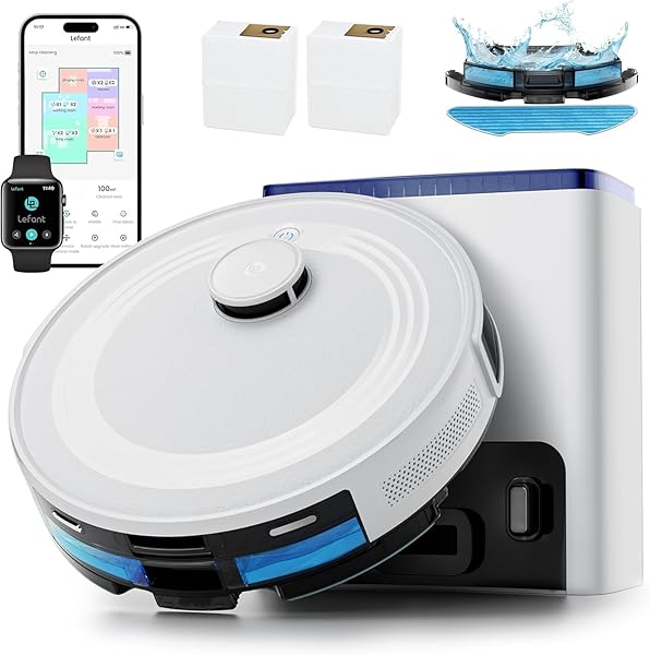 Lefant M2L Plus LiDAR Robot Vacuum and Mop, 190° PSD Obstacle Avoidance, 6000Pa Strong Suction, 45-Day Capacity, Multi-Floor Mapping, 130 Min Runtime, WiFi/Alexa/APP/iWatch