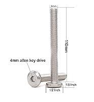 Vista 53 de binifiMux 10 unids M6 x 1.575 in tapa plana Allen pernos remaches tornillos de conexión para muebles 304 acero inoxidable
