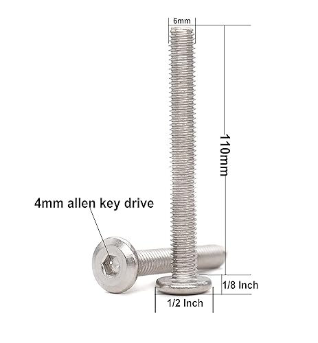 Miniatura 53 de binifiMux 10 unids M6 x 4.724 in Remache Avellanado Socket Cap Tornillos Tornillos Conexión 304 Acero Inoxidable