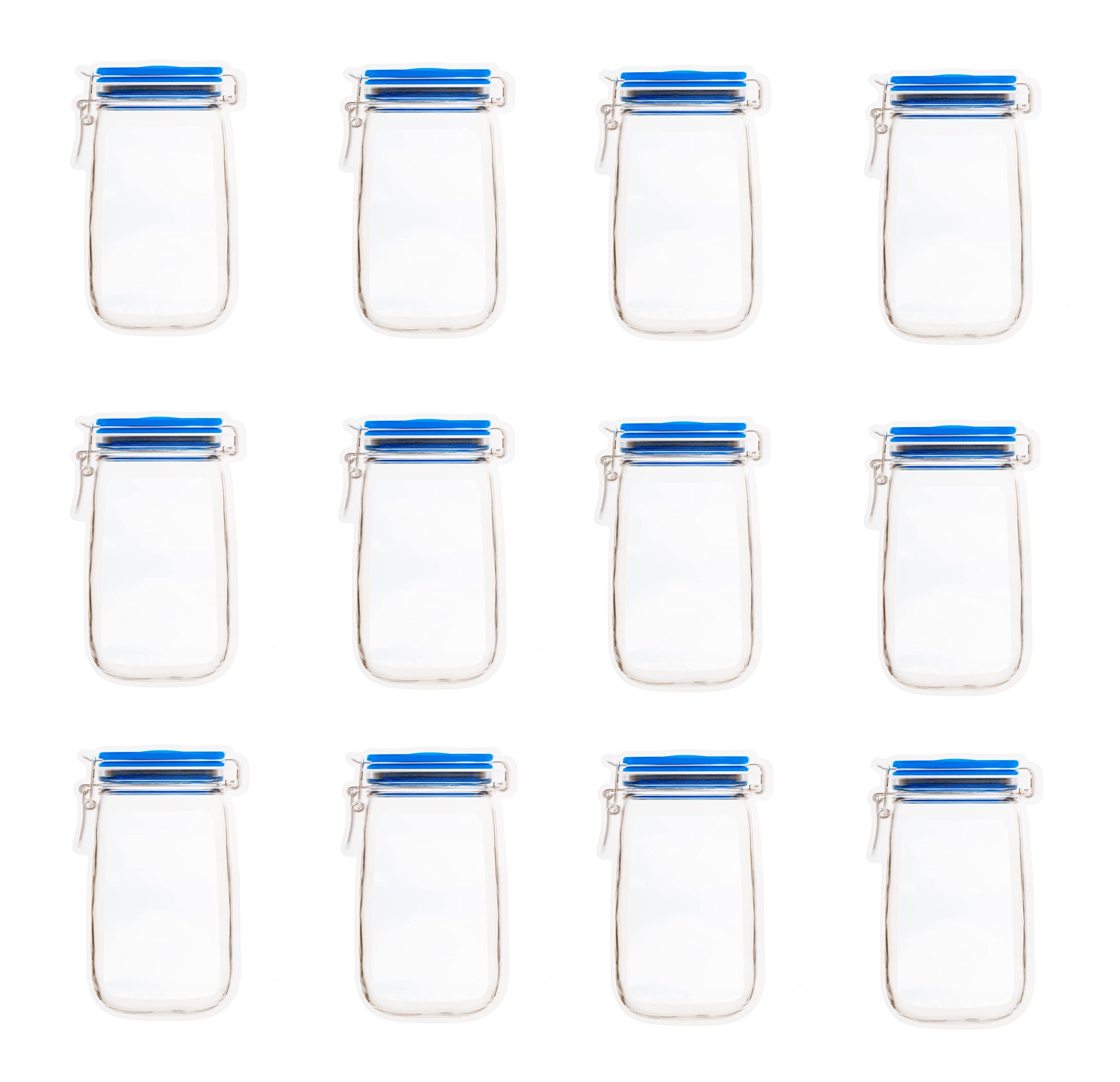 Invero 12 Pack Of Reusable Mason Jar Zipper Bags Airtight