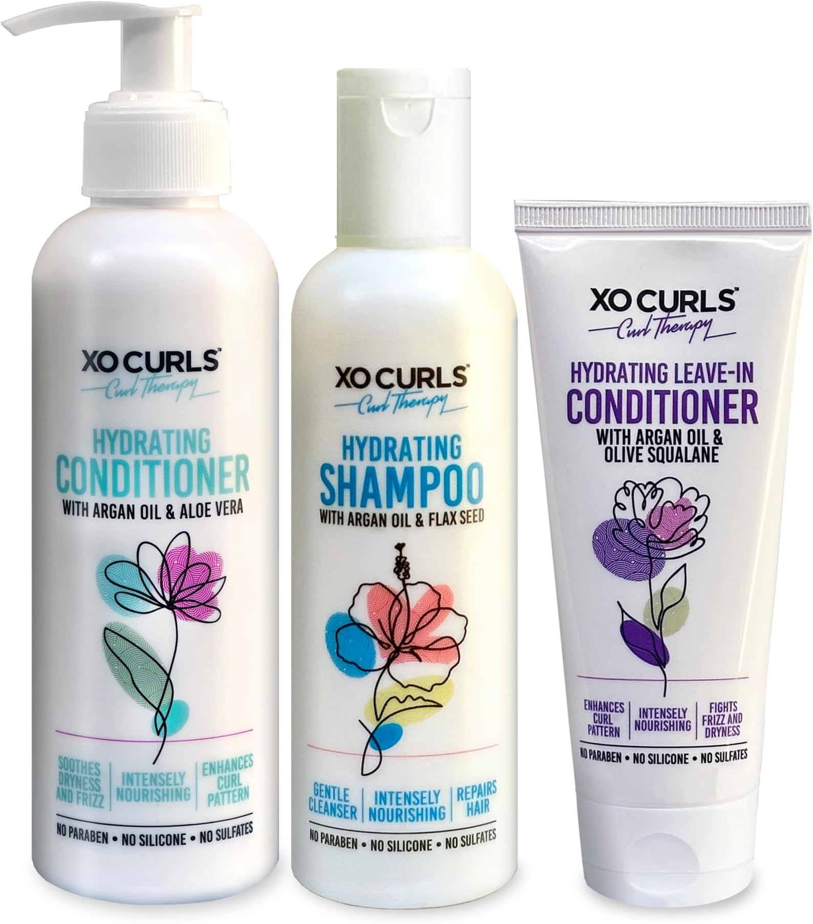 Curl Therapy Range for Women & Men, Shampoo plus Conditioner and Leave-in Conditioner Combo for frizz-free, soft natural curls