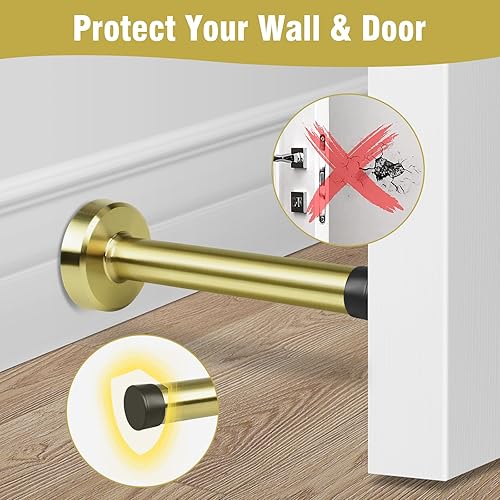 Vista 39 de KOLAKO Topes de puerta, tope de puerta de 6 pulgadas, montaje en pared, tope de puerta extra largo de acero inoxidable cepillado con amortiguación