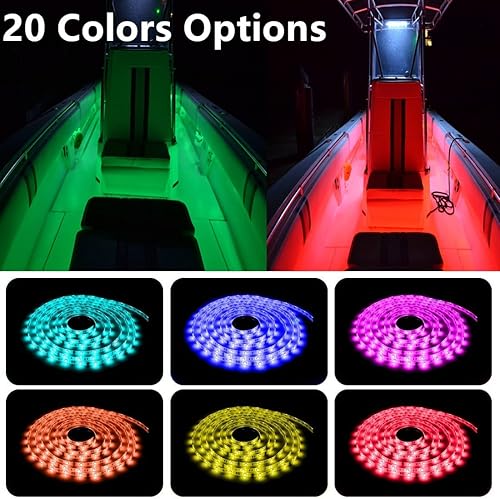 Miniatura 3 de Vbakor Luces LED para barcos de 50 pies, tira de luces LED de pontón marino impermeable, 20 colores cambiantes, luz interior de cubierta de barco,