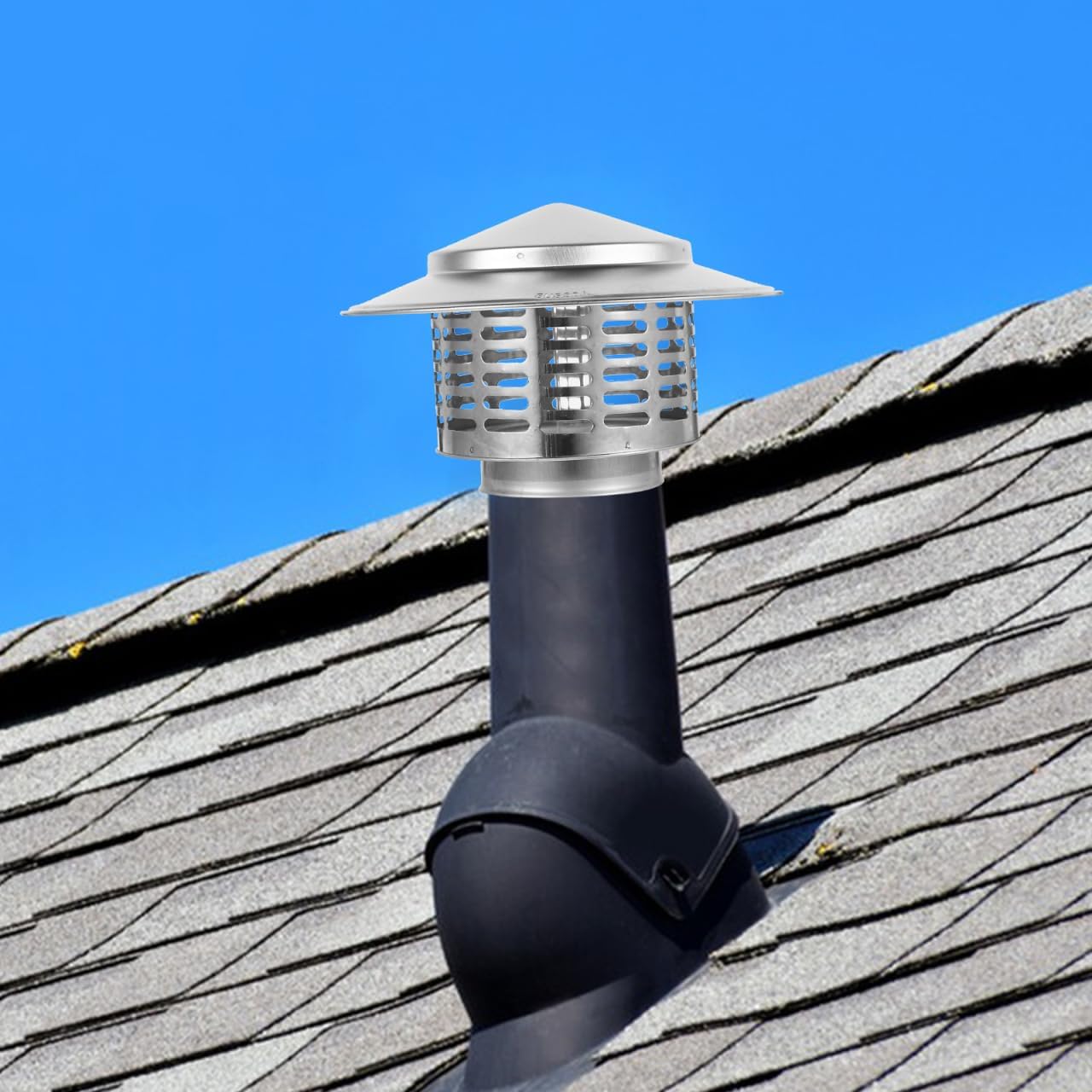 Veemoon Rainproof Cap 7.55 X 7.55 X 4.25 Inch Stainless Steel Chimney Cover for Outdoor Ventilation Roof Exhaust Cap for Flue Protection