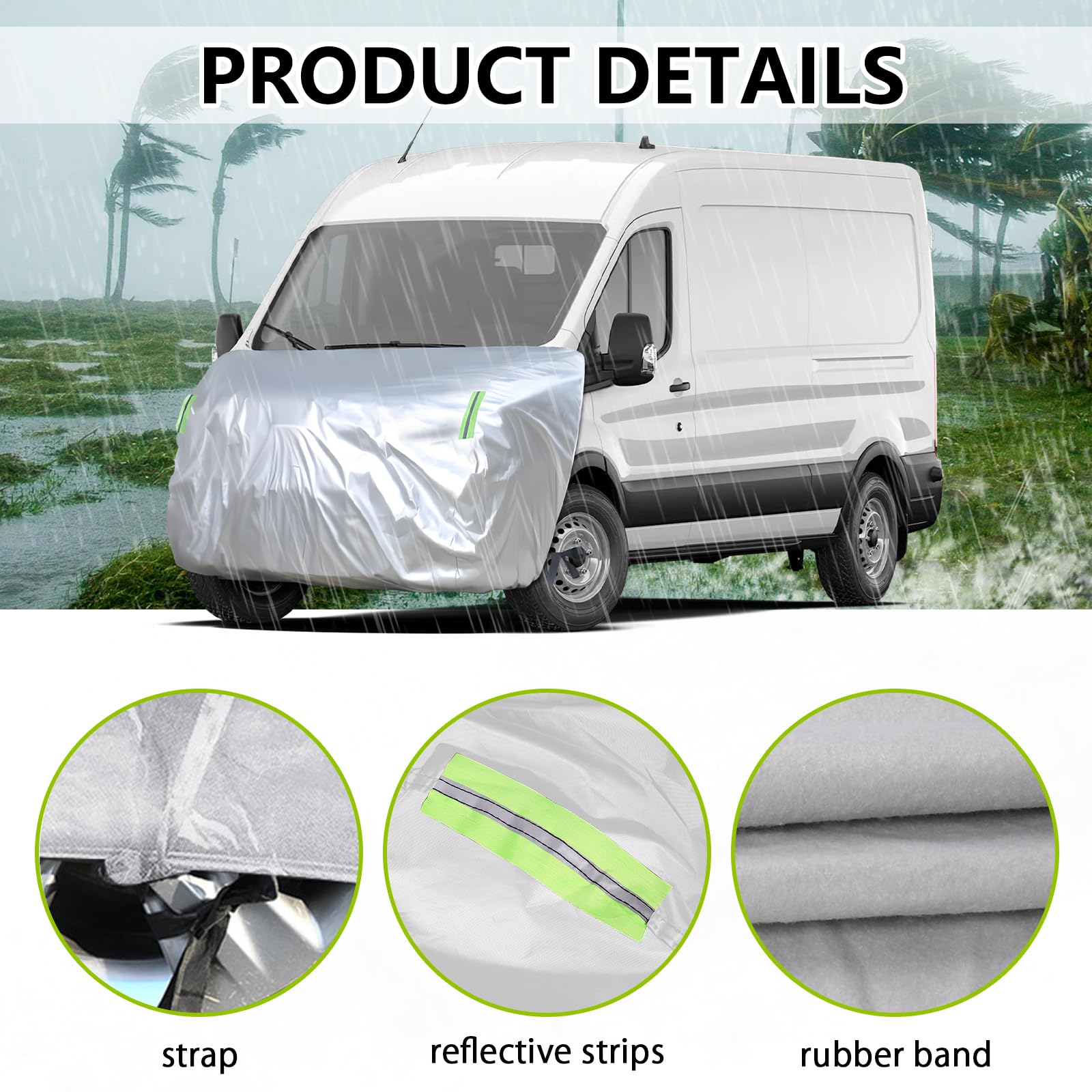 Vordere Halbe Autoabdeckung Motorhaubenabdeckung mit Reflektierenden Riemen für Ford Transit Van Mercedes Sprinter FIAT Ducato Renault Master