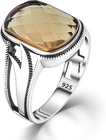 المجوهرات الإسلامية Zulfiqar Sword 925K الفضة الاسترليني الطبيعية Zultanite Stone Men's Ring Turkish Hz Ali Zulfiqar Model Ring