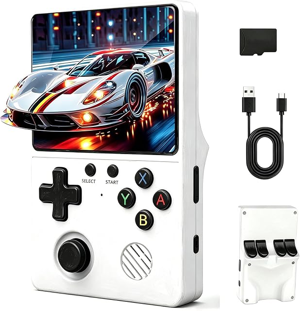 Consola retro portátil juegos clásicos color blanco tiza