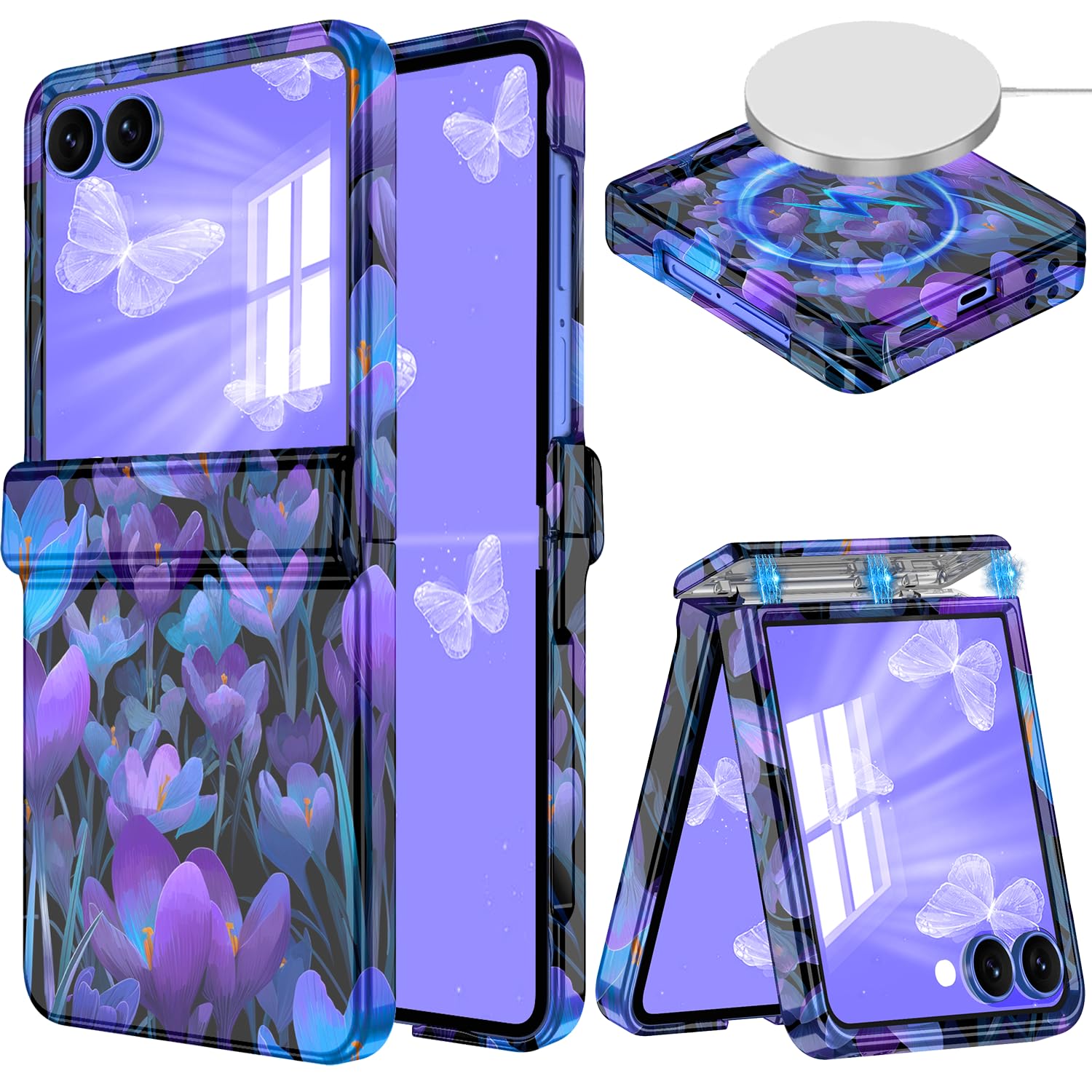 Photo 1 of Hekodonk for Galaxy Z Flip 7 Case,[Compatible with MagSafe][Built-in Screen Protector][Hinge Protection],Magnetic Slim Shockproof Women Girls Case for Samsung Galaxy Z Flip 7,Dull Purple