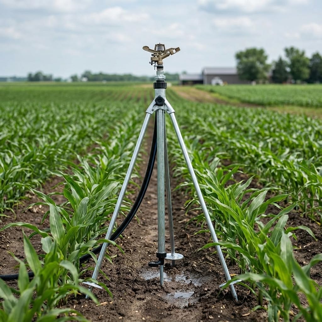Agricole Support trépied pour arroseur d'irrigation. Filetage 1 1/2 mâle pour en de 50 mm fabriqué en acier. Utilisé en installations d'irrigation agricoles
