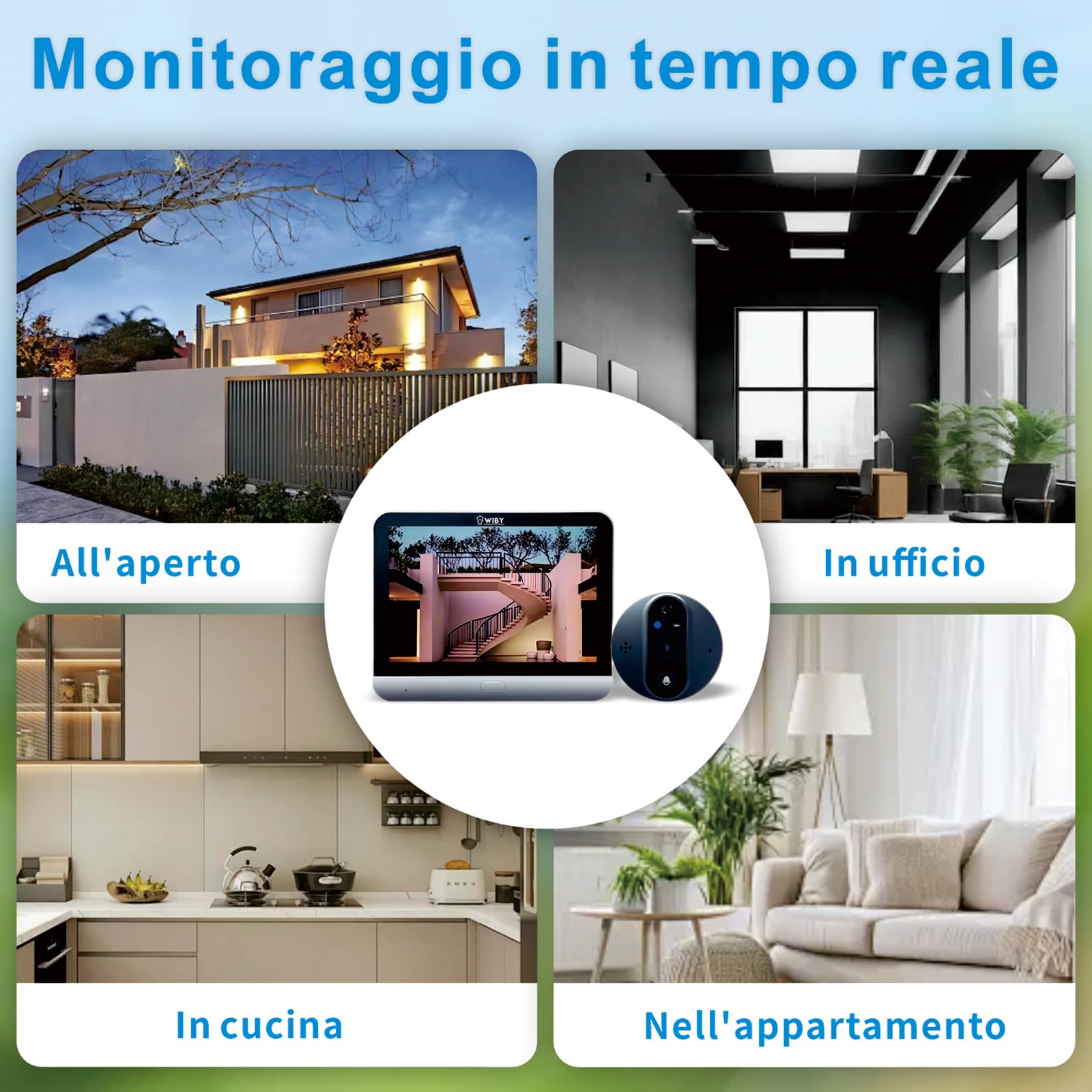 Spioncino Digitale 4.3" con Campanello 1080P Wi-Fi 2,4GHz, Rilevamento PIR, Audio Bidirezionale, Visione Notturna, Compatibile con Alexa e Google Home, microSD fino a 128 GB, Batteria 5000mAh