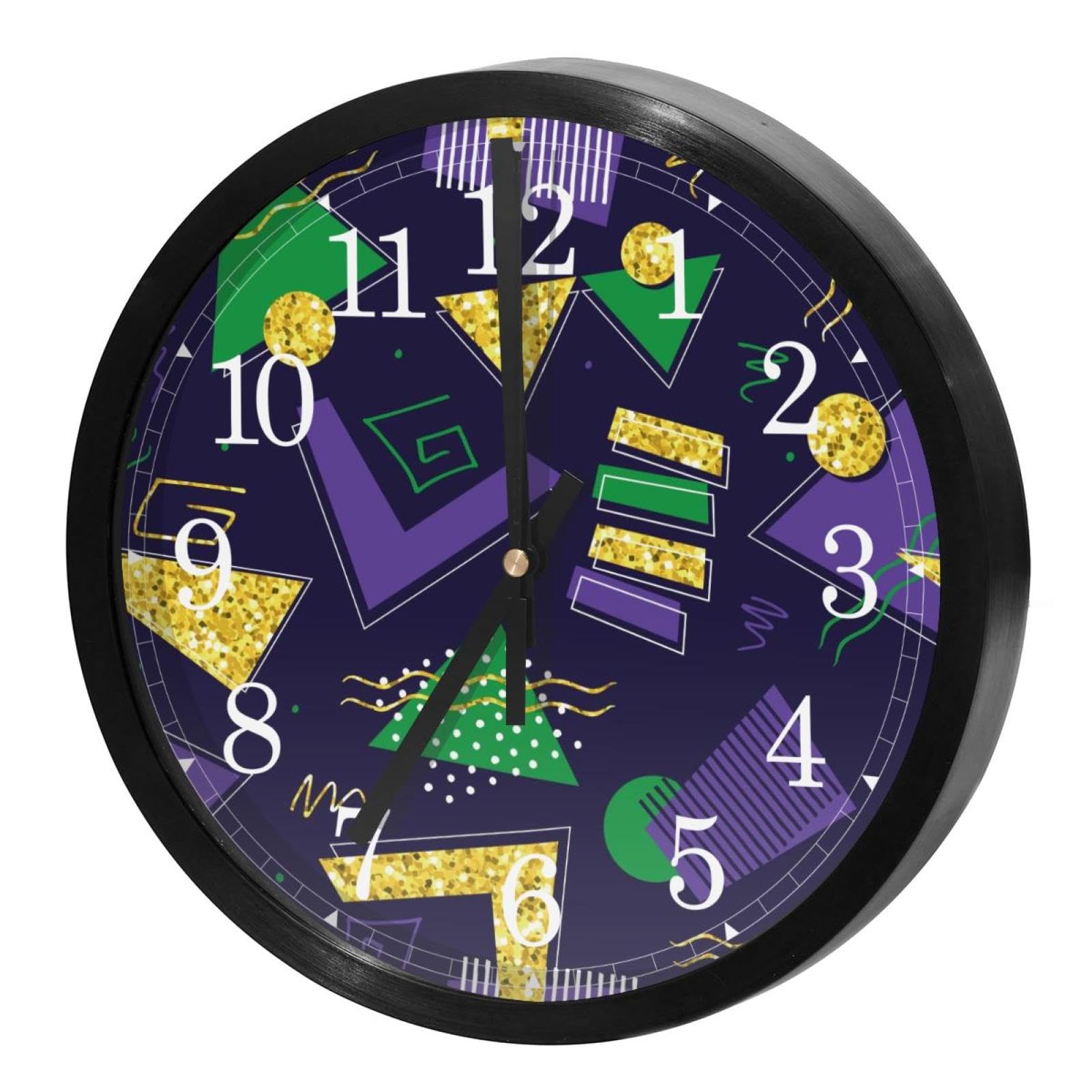 Horloge murale silencieuse à quartz violet et doré pour un sommeil paisible