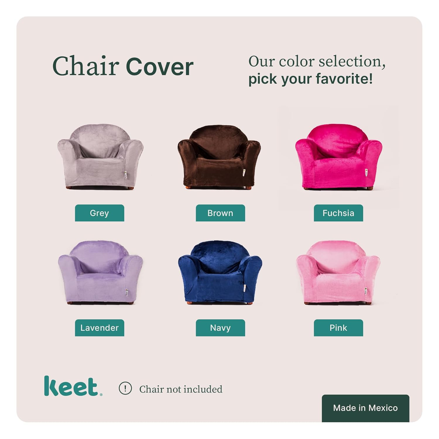 Roundy Chair Slipcover for Kids Chairs – Soft Minky Polyester Replacement Cover, Fits Keet Roundy & Rocking Chairs, Durable & Machine Washable, Easy to Install, Ideal for Ages 2–5, Playroom & Bedroom.