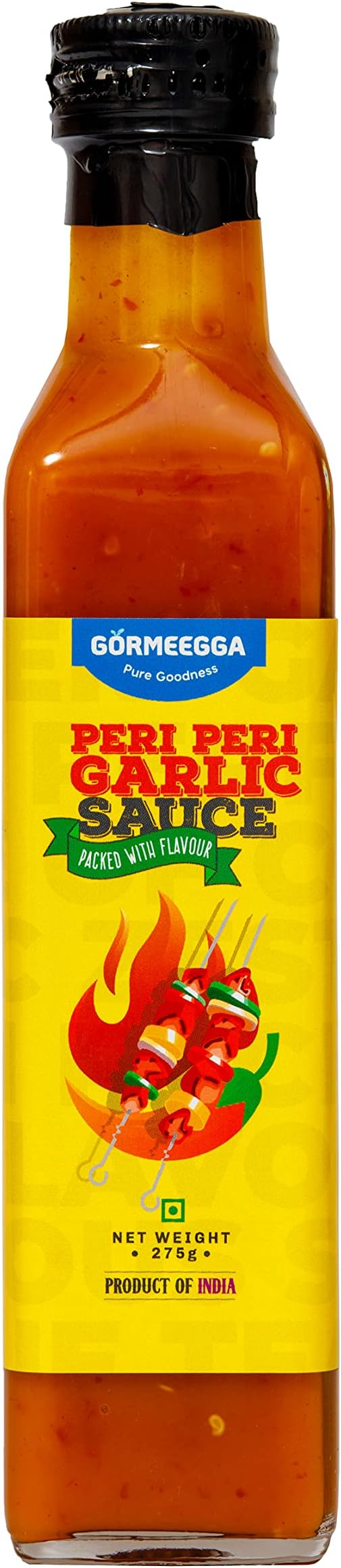 GORMEEGGA Premium Quality Peri Peri Garlic Sauce 275gm | Vegan Product | Trans fat free & Cholesterol free