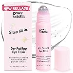 grace & stella Under Eye Brightener Roller - Airplane Travel Essentials - Travel Size Toiletries - Retinol & Caffeine Eye Serum for Puffiness, Dark Circles, Wrinkles - Vegan Skincare (15ml / 0.51floz)