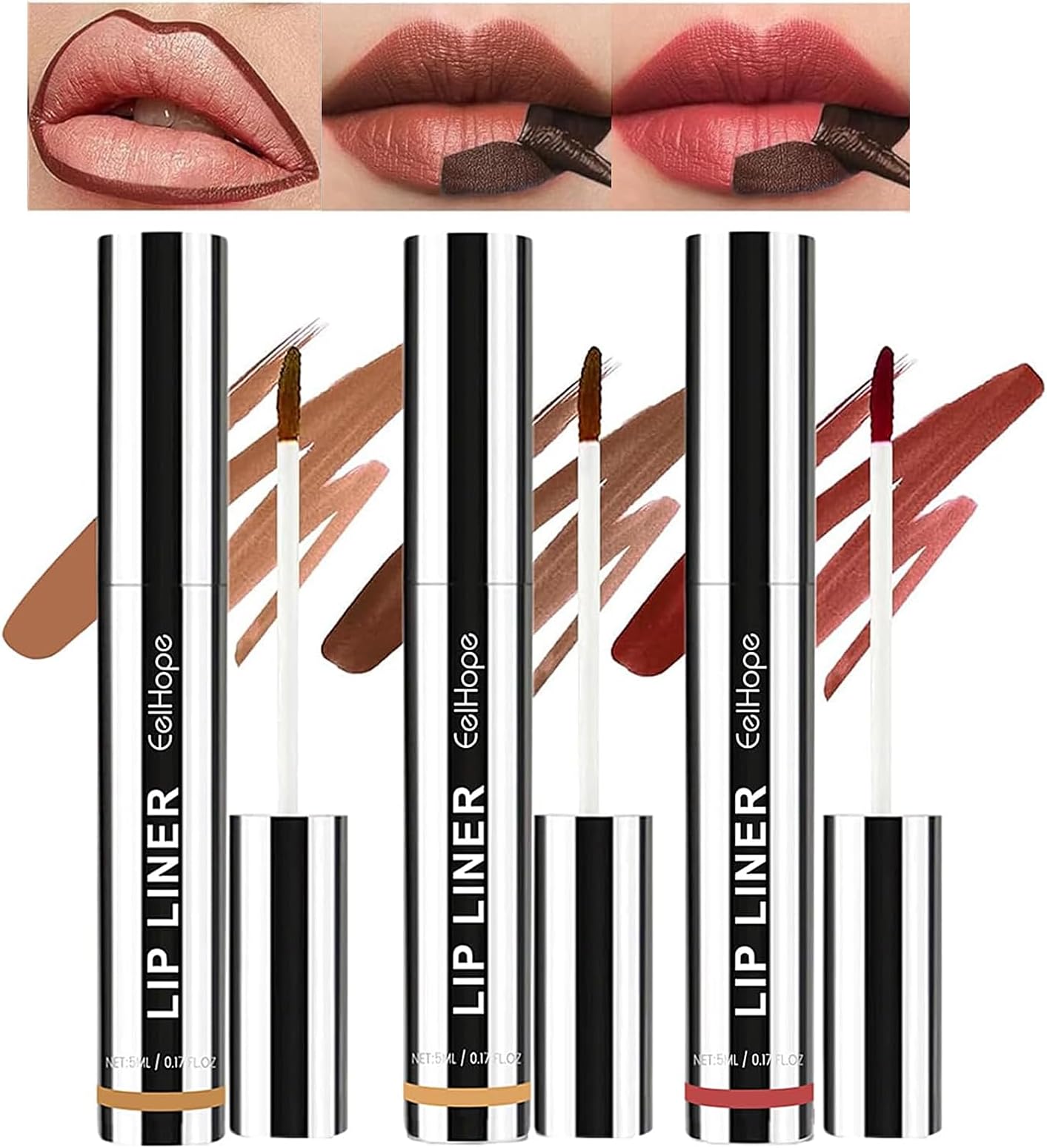 3 Colors Peel Off Lip Liner Tattoo, Peel Off Lip Stain with Matte Finish, Long Wear Tattoo Lip Liner Lipstick, Long Lasting, Waterproof, Transfer-proof, Highly Pigmented Color