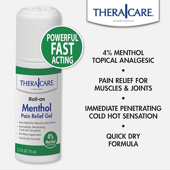 TheraCare 4% Pain Relief Menthol Roll-On, 2.5 oz 73 mL