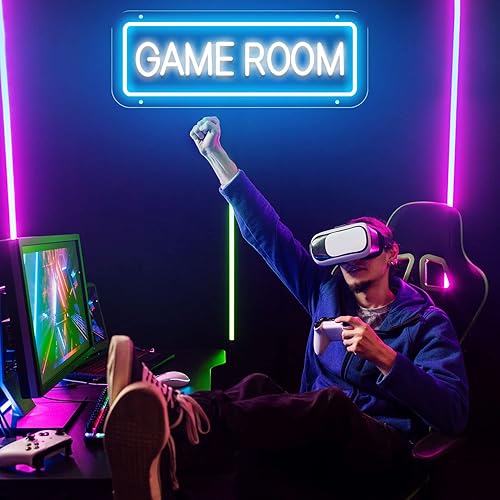 Miniatura 3 de Letrero de neón para sala de juegos para decoración de pared de juegos, luz de neón LED con alimentación por USB, para dormitorio, bar, fiesta, sala