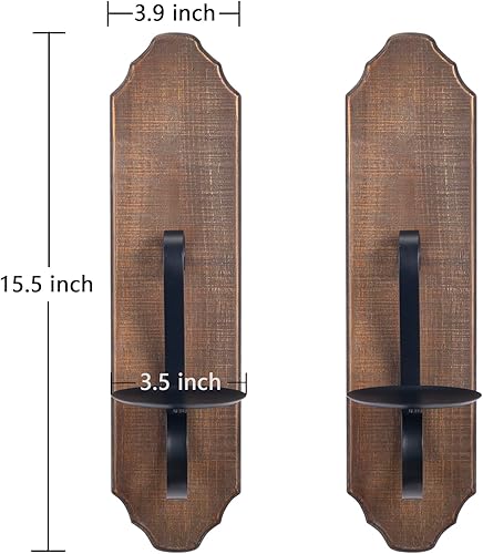 Miniatura 3 de ZOOYOO Candelabros de pared de metal negro y madera, elegantes portavelas de pared de hierro giratorio, candelabros de pared colgantes negros, juego