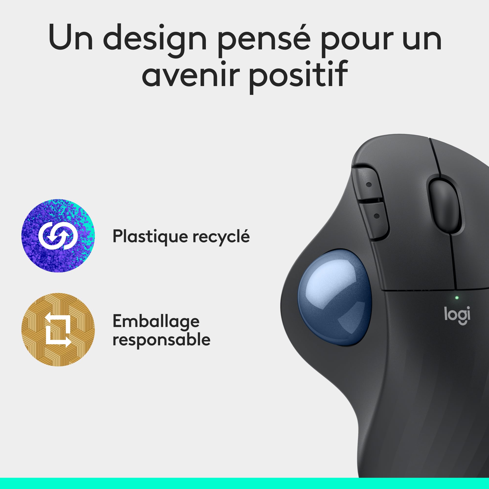 Logitech Ergo M575S Souris trackball sans Fil, Souris Ergonomique sans Fil avec Bluetooth et dongle chiffré, contrôle Confortable par Le Pouce, Suivi précis et Fluide, pour PC/Mac - Graphite