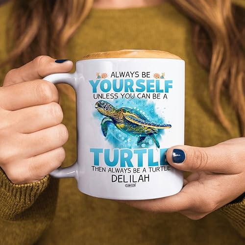 Miniatura 5 de Tazas de café personalizadas con nombre personalizado de tortuga, tazas de cerámica blanca, vasos de vidrio para beber, regalos de Navidad para