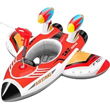 Pool Float Kids Inflatable Airplane Pool Floats Boat with Squirt Gun and Handle Toddler Pool Floaties Inflatable Ride-on Pool Toys Summer Outdoor Water Pool Games Beach Toys for Boys Girls Ages 3-6
