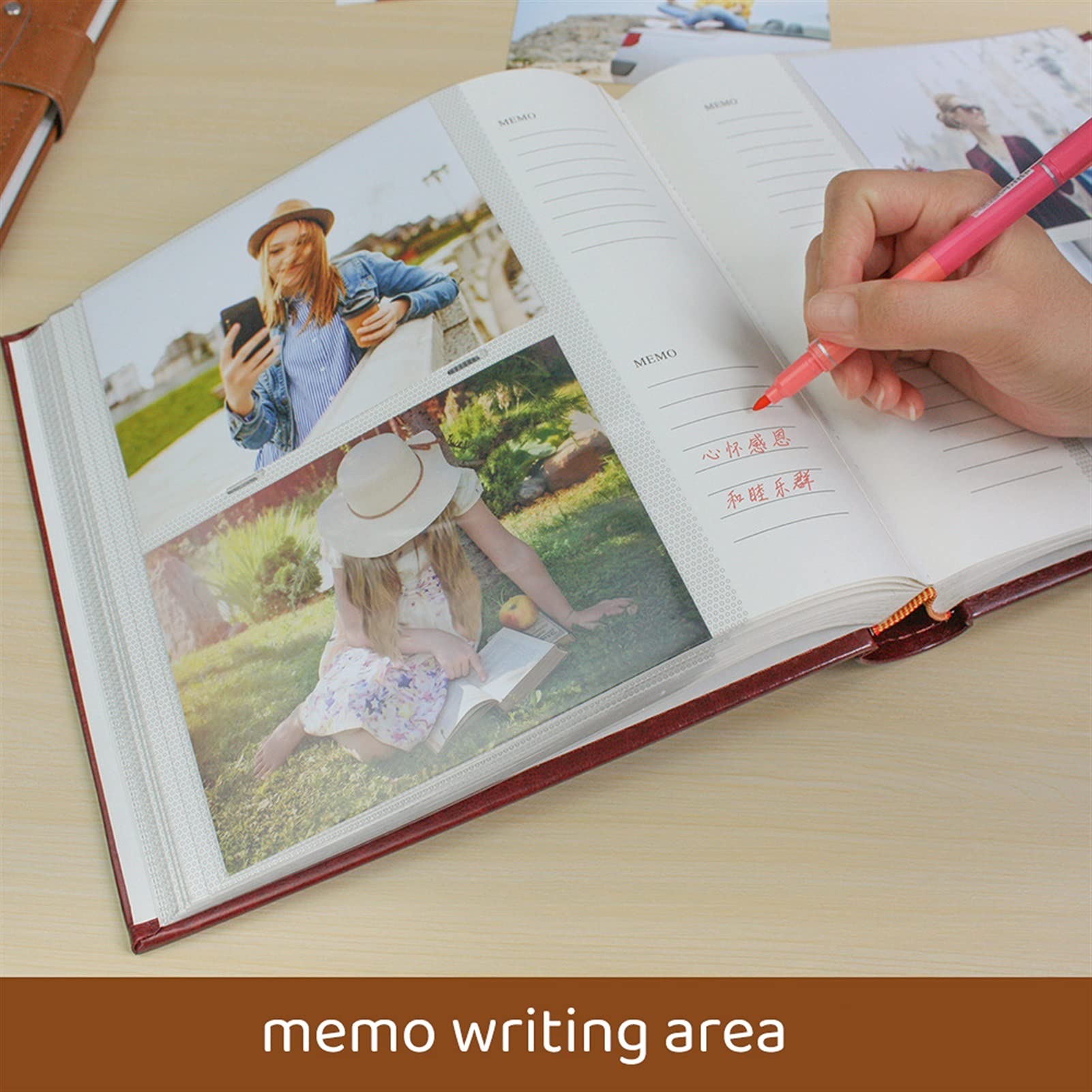 ZXHStore Photo Album 4x6 200 Pockets Photo, Wedding Picture Albums Strap PU Leather Cover Photo Album Holds 200 Horizontal Photos (Color : Brown)