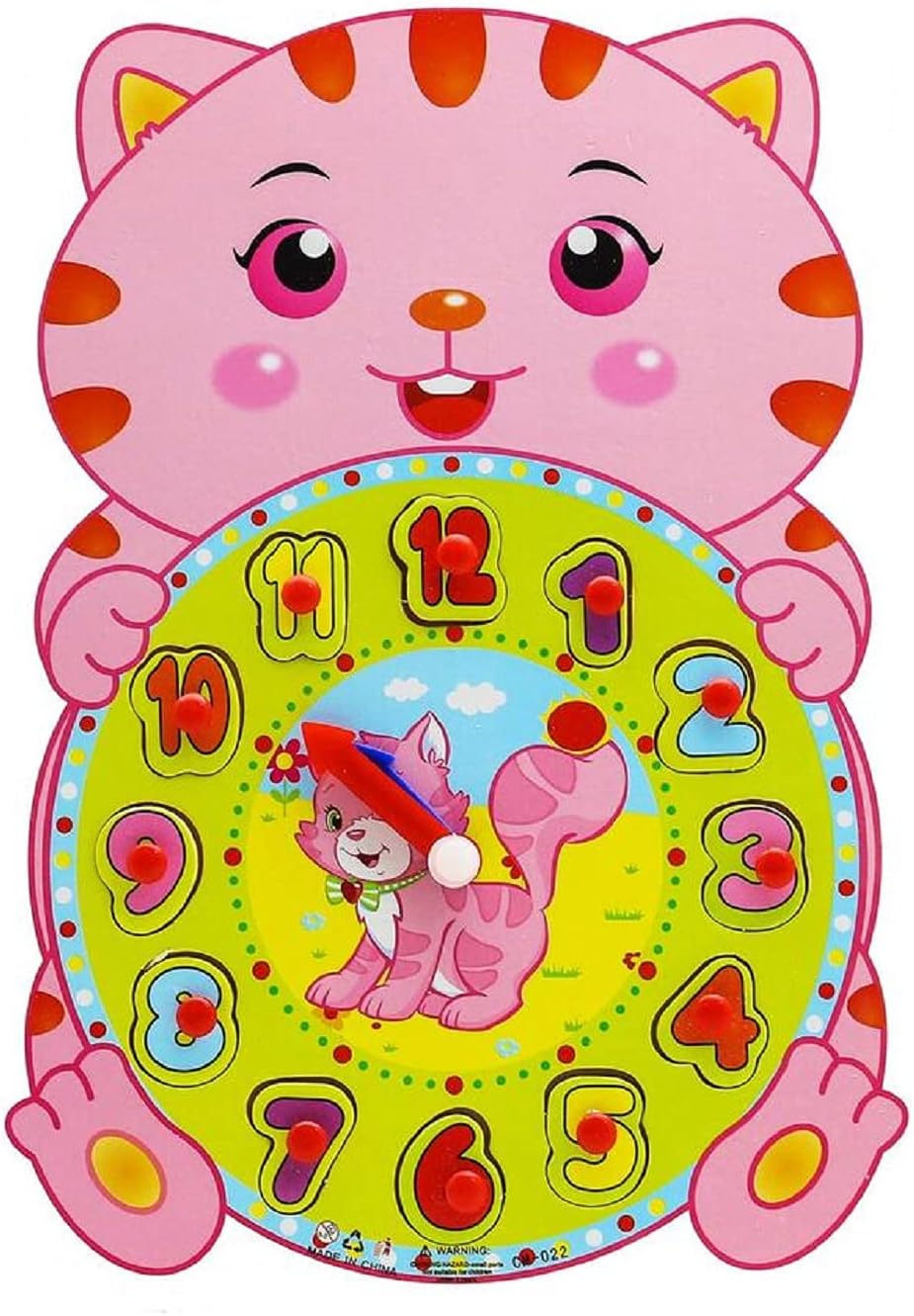 FunBlast Wooden Clock Puzzle Toy โ Teaching Clock Learning Educational Toys for 3+ Years Kids/Boys/Children (Squirrel)
