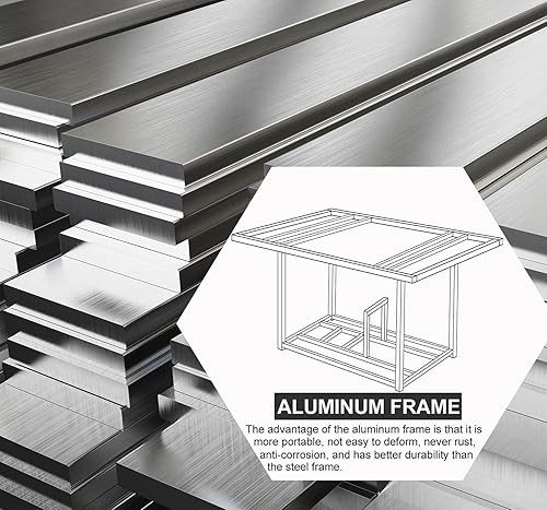 Miniatura 5 de Mesa para fogata de gas de 44 pulgadas, 50,000 BTU de mimbre para exteriores con tapa y roca de lava, cubierta de mesa, soporte para tanque oculto,