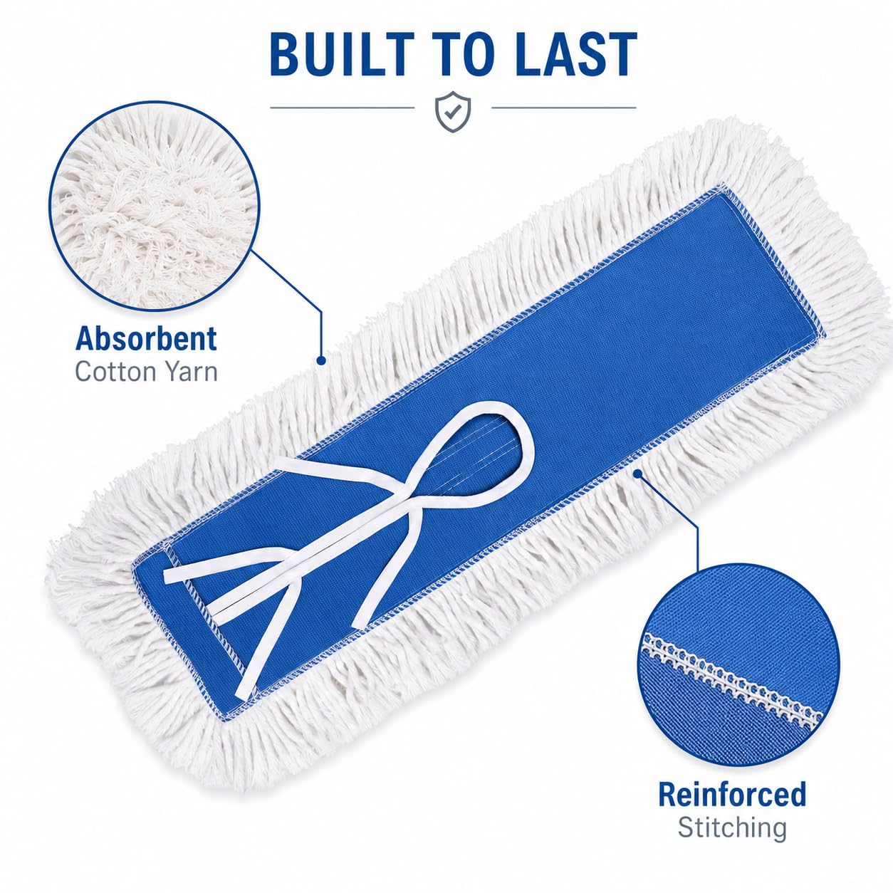 bonison Industrielle Stärke Baumwolle Staub Mop Head Refill, dick getuftet Ersatz Kopf für Zuhause, gewerbliche Nutzung, passend für Standard Größe Mop Rahmen, perfekt für Hartholz, Laminat, Beton