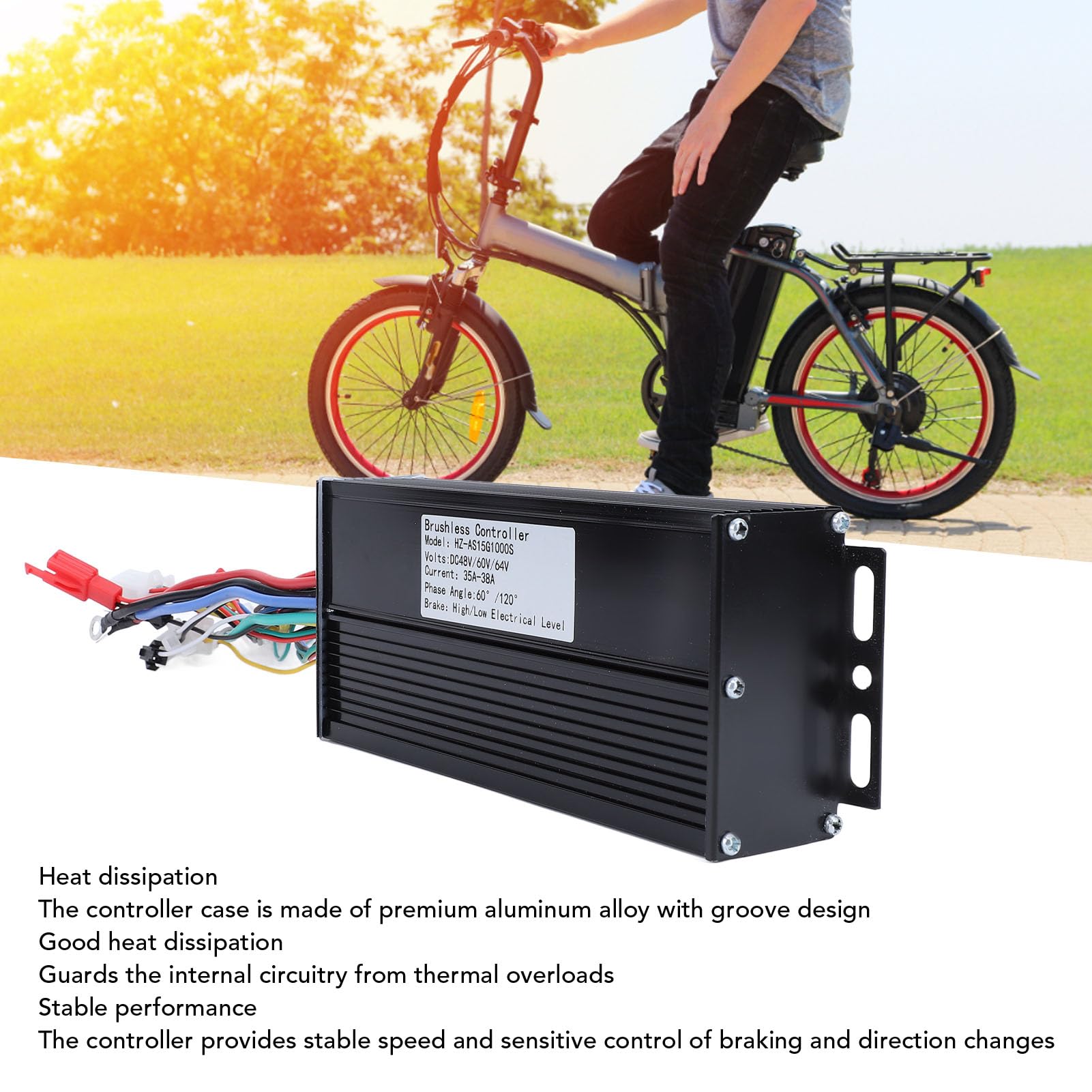 BuyWeek Contrôleur de Moteur sans Balai de Vélo Électrique, 48V 60V 64V 1000W Contrôleur de Moteur Scooter Électrique pour E-Bike Trottinette Électrique Tricycle Électrique (HZ-AS15G1000S)