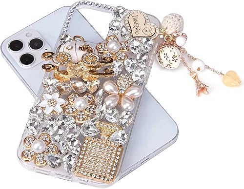 Miniatura 2 de Funda para T-Mobile Revvl 6 Pro 5G, Revvl 6 Pro 5G, funda 3D hecha a mano de lujo con diamantes de imitación de calabaza, flor de cristal con